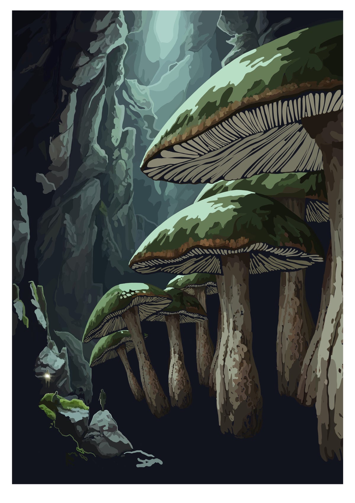 Journey to the Centre of the Earth - Jules Verne - Art Print (Cave & Fungi)